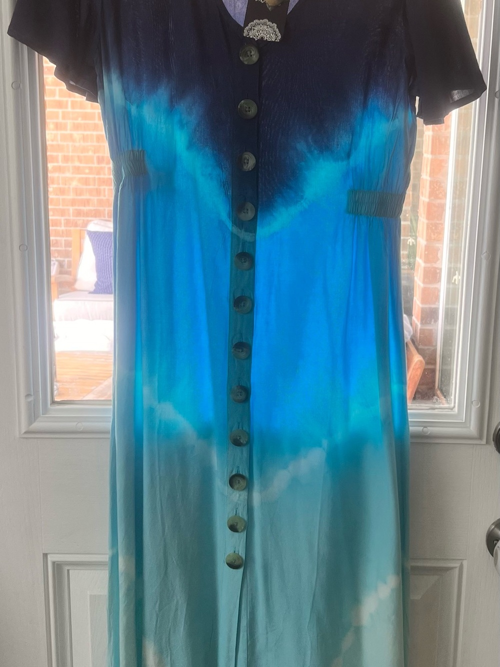 NWT MAGIC Blue Tie Dye Button Down Maxi Dress Size M 🐝